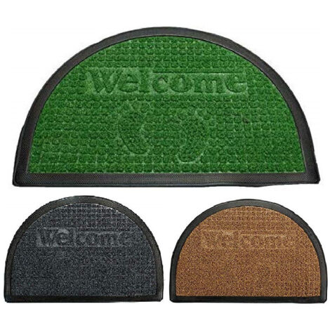 Trade Shop - Zerbino Tappeto In Gomma Mezza Luna Scritta Welcome 60x40cm Antiscivolo Ingresso - (1/4)