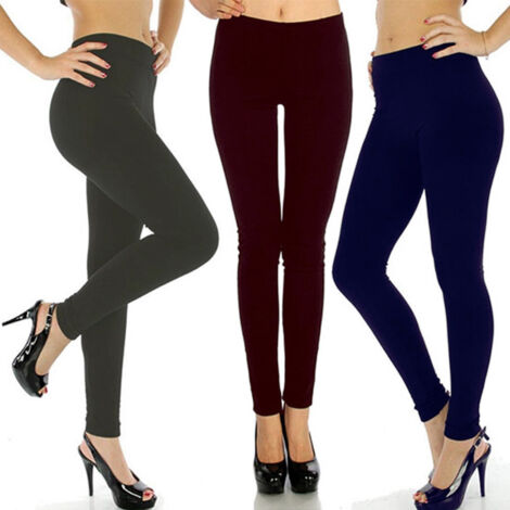Trade Shop - 3 Leggings Mod.905 Donna Felpati Comodi Caldi Eleganti 3pz. Leggings Vari Colori - (1/2)