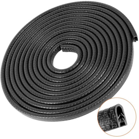 Trade Shop - Protección De La Puerta De Automóvil Puerta En Forma De U Bordes Resistentes A Los Arañazos Rayas Black 5mt Protección - (1/5)