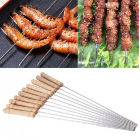 Set 20 Spiedini Di Carne In Acciaio Inox Per Barbecue, Spiedini Piatti
