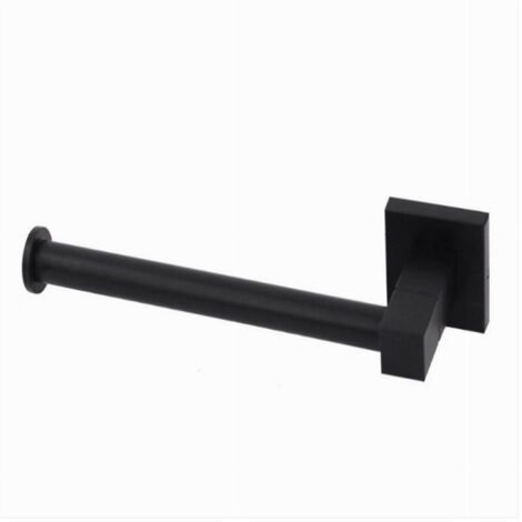 Trade Shop - Porta Rotolo Per Carta Igienica Da Muro In Acciaio Nero Arredo Per Bagno 79982 - (1/3)