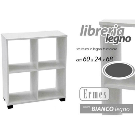 Trade Shop - Estanteria Baja Ermes 4 Compartimentos Madera Blanco 60x24x68cm 715624 - (1/2)