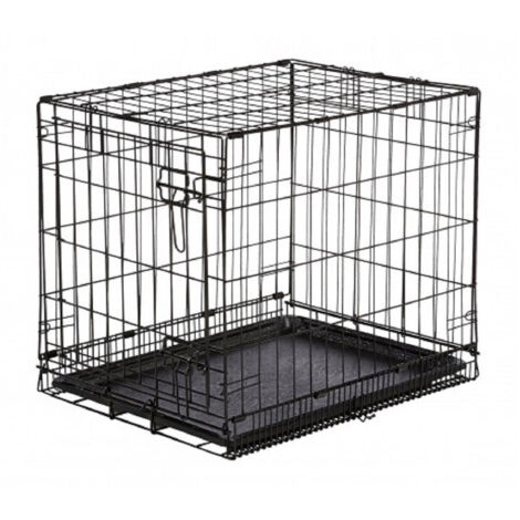 Trade Shop - Gabbia Per Cani Cane In Metallo Nero 96 X 84 X 64 Cm Per Trasporto Con Ruote -