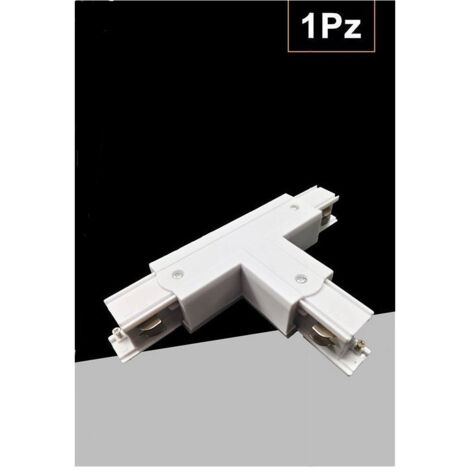 Trade Shop - Connettore Di Tipo A T Giunto Per Binario Trifase Colore Bianco Nero Gf071-t - Blanco