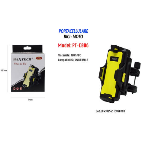 Trade Shop - Porta Cellulare Universale Da Auto Bici Moto Biciclette 100% Pvc Maxtech Pt-c006 - (1/2)