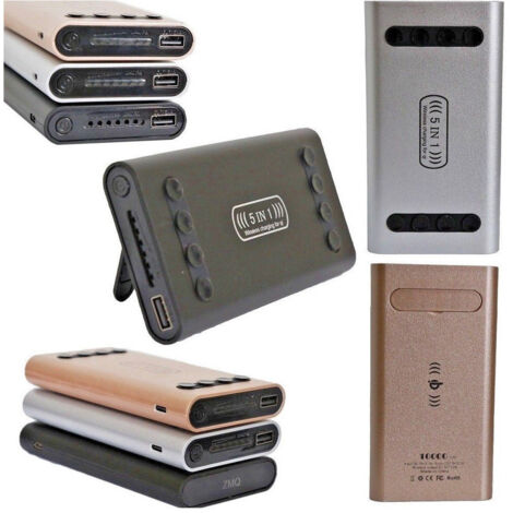 Trade Shop - Power Bank 5 In 1 Caricatore Wireless Senza Fili Qi Led 10000mah Carica Batteria - (1/5)