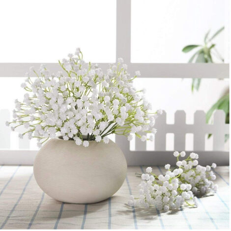 Trade Shop - Rami Fiori Nebbiolina Artificiale 12 Pezzi Bianchi Finte Gypsophila Decorazioni - (1/2)