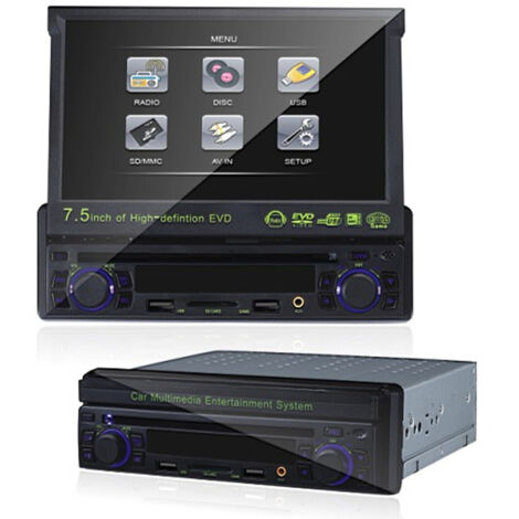 Trade Shop - Estéreo Dvd Radio 1 Din Desapareció Pantalla 7.5 Radio Mp3 Aux Usb Sd Av -