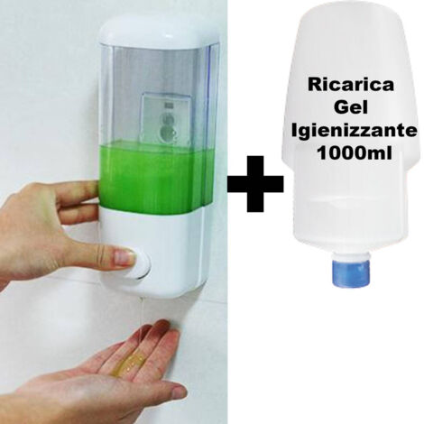 Trade Shop - Dispenser Per Gel Igienizzante Mani A Muro Con Ricarica Inclusa Da 1000ml 1 Lt - (1/5)