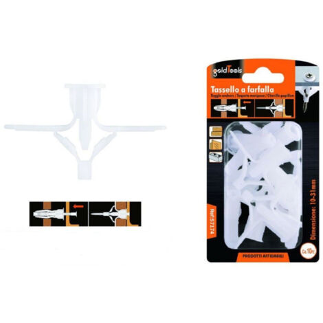 Trade Shop - Juego 10 Piezas Tapones Mariposa Resorte Expansion 10-31 Mm Tornillos 57174 - (1/2)