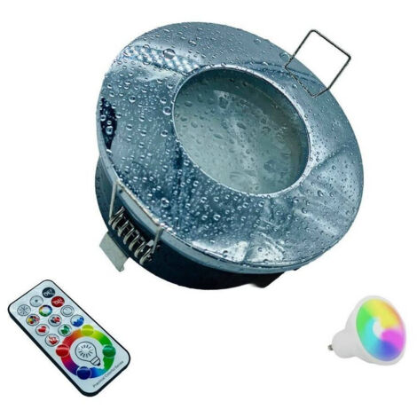 Trade Shop - Proyector Led Empotrado Para La Ducha De Baño Rgbw 10w Gu10 Lámpara De Cromoterapia -      Chrome