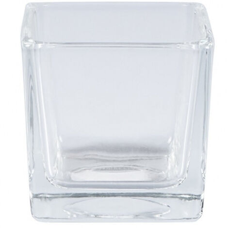 Trade Shop - Vaso Cubo 10x10x10 Cm Cristallo Vetro Candele Confetti Porta Fiori Porta Pianta -