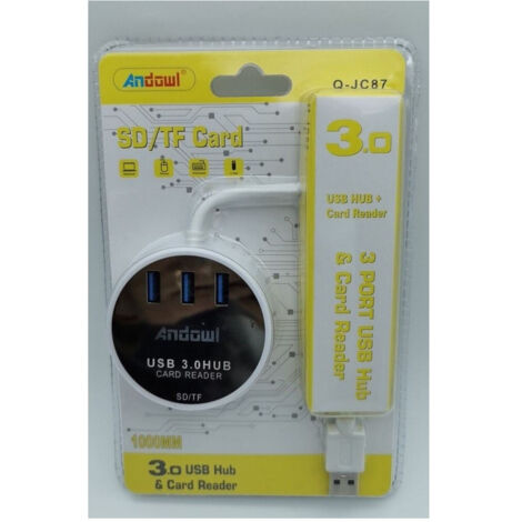 Trade Shop - Hub Usb 3.0 3 Porte Lettore Schede Connessione Usb Per Pc Windows Mac Os Q-jc87 - (1/5)