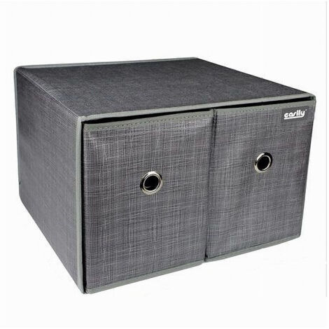 Trade Shop - Box Scatola Salvaspazio Contenitore 2 Cassetti Organizer 39 X 34 X 26 Cm 69727 - (1/4)