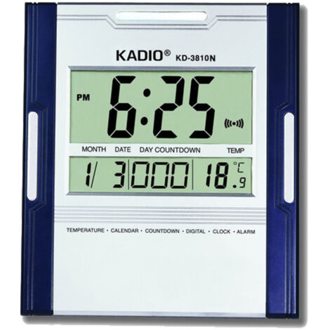 Trade Shop - Reloj Despertador Con Termómetro Y Fecha Para Pared, Mesa, Pantalla Lcd Kd-3810n - (1/4)