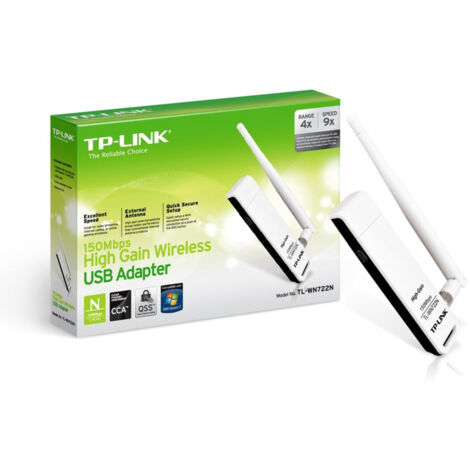 Trade Shop - Adaptador Usb Inalámbrico N 150mbps, Antena Externa 4 Dbi Wps De Alta Ganancia - (1/4)