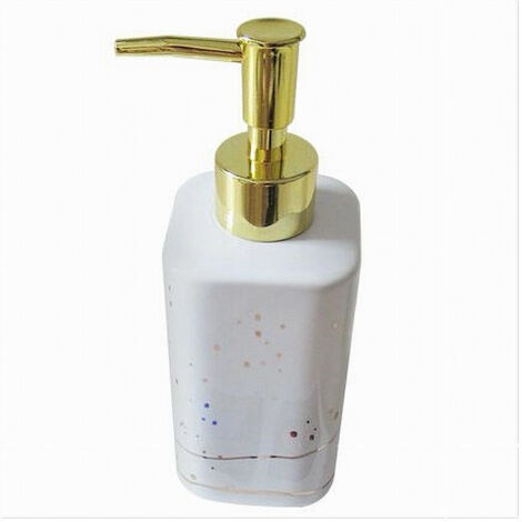 Trade Shop - Dispenser Per Sapone Liquido Accessorio Bagno Arredo Bianco Oro Macchiato 59882 - (1/3)
