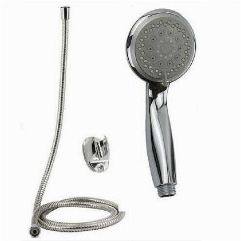 Trade Shop - Kit De Ducha De Mano Alcachofa De Ducha Redonda 1,8 Metros Soporte 69344 - (1/2)