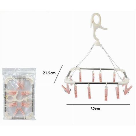 Stendibiancheria Portatile Da Viaggio Con 12 Mollette, Corda Elastica Retrattile 3,7 M, Ganci In Metallo, Per Balcone E Campeggio (rosso) - 2