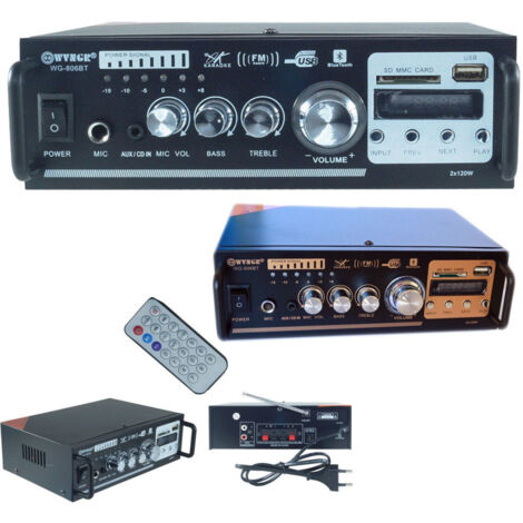 Trade Shop - Amplificatore Audio Stereo 2 Canali Bluetooth Microfono Usb Sd Mp3 Karaoke 806bt -
