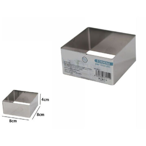 Trade Shop - Set 12 Pezzi Formina Forme Stampi Per Dolci Torte Biscotti Quadrati 8x4cm 60411 - (1/2)