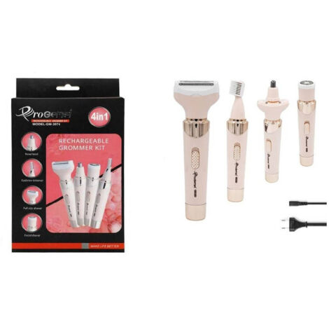 Trade Shop - Kit Rasoio Rifinitore Depilatore Da Donna Ricaricabile Elettrico 4 In 1 Gm-3074 - (1/5)