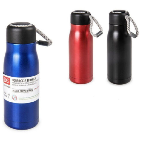 Trade Shop - Borraccia Termica In Acciaio Thermos Con Laccio 350 Ml Colori Assortiti 221321 - (1/3)