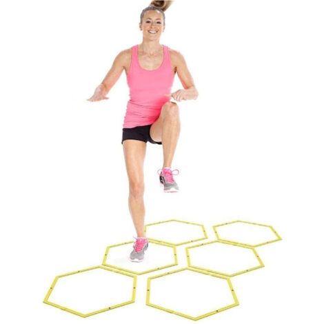 Trade Shop - Set 6pz Cerchi Esagonali Per Allenamento Agilità Esercizi Palestra Ostacoli 40cm -