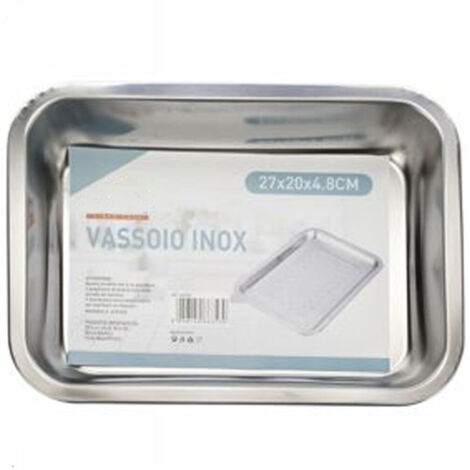 Trade Shop - Bandeja De Acero Inoxidable Rectangular Bandeja Cocina Horno 27x20x4.8 Cm - (1/2)
