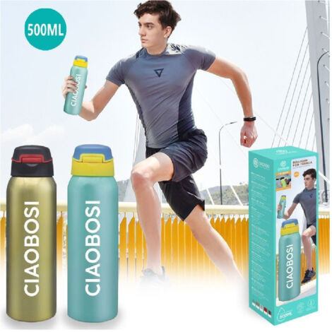 Trade Shop - Thermos Bottiglia Acciaio Termos 500ml Borraccia Termica Porta Vivande Tx-9075 - (1/4)