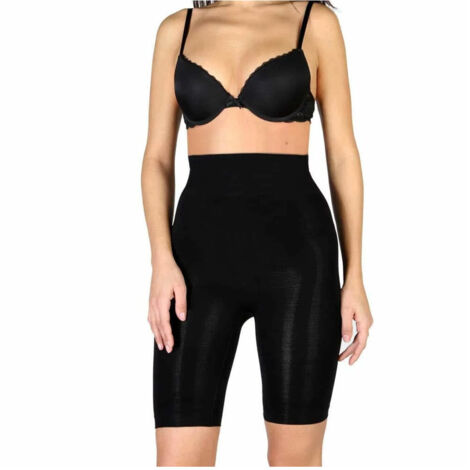 Trade Shop - Leggings Ciclista Panty Senza Cuciture Nero Elastico Taglia Unica Palestra Sport - (1/5)