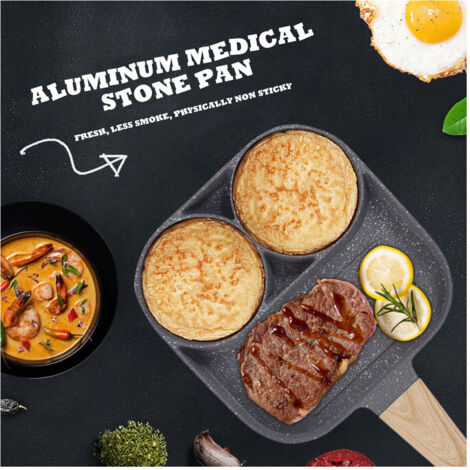 Trade Shop - Padella Pancake 3 Scomparti In Lega Di Alluminio Antiaderente Per Cuocere 3 In 1 - (1/5)