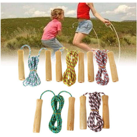 Trade Shop - Corda Per Saltare Allenamento Crossfit Jump Rope Pugilato Fitness Manici Legno - (1/5)
