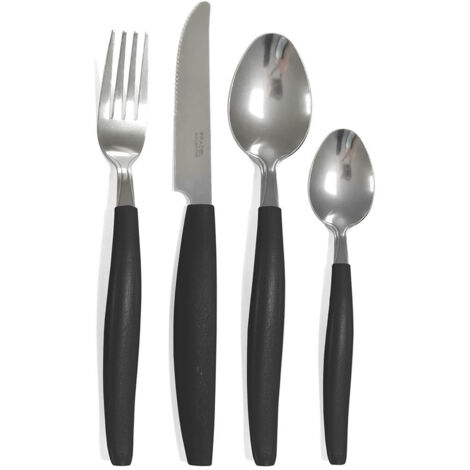 Trade Shop - Set Servizio Di Posate 24pezzi Per 6 Persone In Acciaio Inossidabile Colore Nero - (1/4)