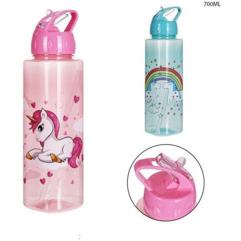 Trade Shop - Borraccia In Plastica Capacita' 750 Ml Design Unicorno 7x25cm 2 Modelli 0214164 - (1/2)