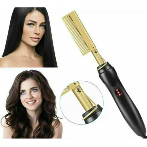 Trade Shop - Pettine Caldo Piastra Per Capelli Lisci Riscaldamento Elettrico Barba Styling - (1/5)