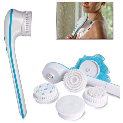 Trade Shop - Spazzola Corpo Elettrica Spin Spa Doccia 5 In 1 Massaggio Schiena Pomice Spugna - (1/5)