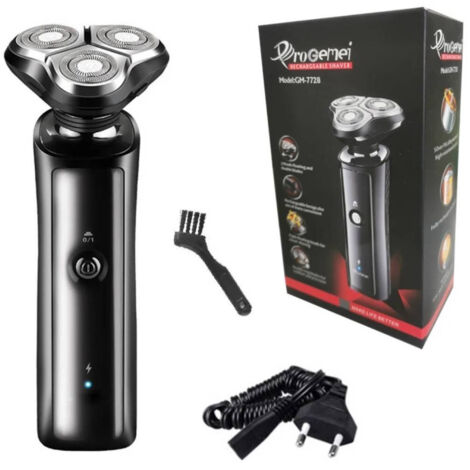 Trade Shop - Rasoio Elettrico Gm7728 A Batteria 3 Testine Professionale Barba Capelli Cordless - (1/5)