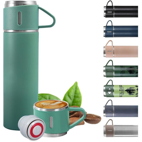 Trade Shop - Borraccia Termica 500ml In Acciaio Inox Con Tazza Manico Per Bevande Calde Fredde - (1/5)