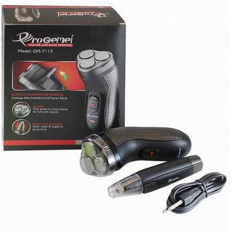 Trade Shop - Rasoio A Batteria Elettrico + Rifinitore Per Naso Orecchie Trimmer 2in1 Gm-7113 - (1/5)