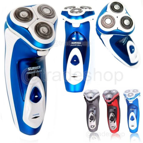Trade Shop - Rasoio Elettrico Ricaricabile Viso Barba Baffi Regolazione Peli 3 Testine - (1/3)