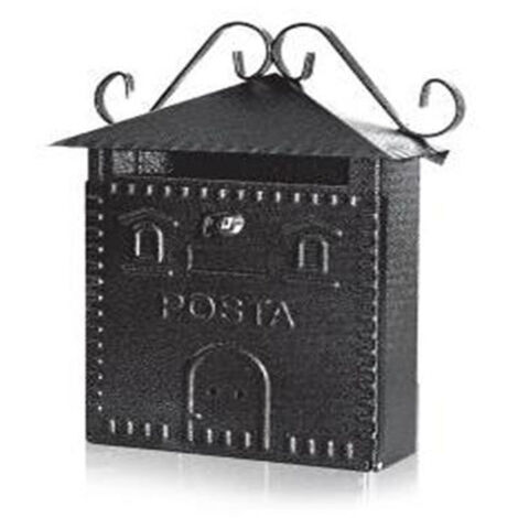 Trade Shop - Cassetta Posta Postale In Ferro Battuto Esterno Buca Lettere 30x36x10cm -