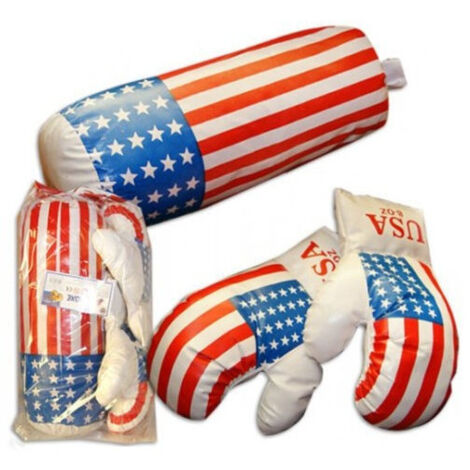 Kit De Guantes De Boxeo Para Niños Entrenamiento De Boxeo Con Saco Diseño Bandera Americana -