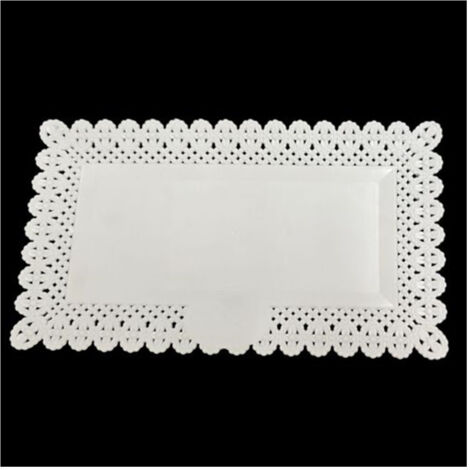 Trade Shop - Set 2pz Vassoio Trama Trinato Bianco 30x17cm Rettangolano Piatto Sotto Dolci Transport - (1/3)