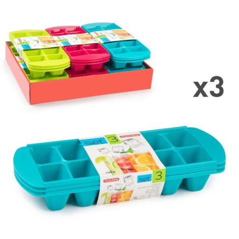 Set 3 Cubiteras Moldes De Plástico Para Cubitos De Hielo De Colores 12811 - (1/4)