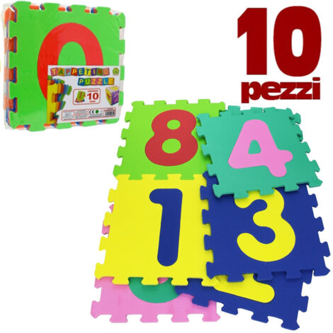 Trade Shop - Alfombra Rompecabezas Infantil Suelo Suave 10 Azulejos 30x30cm Cuadrados Y Números - (1/3)