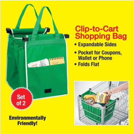 Trade Shop - Bolso De 2 Bolsas Bolsa De Compras De La Compra Con Ganchos Para El Supermercado Colgante - (1/3)