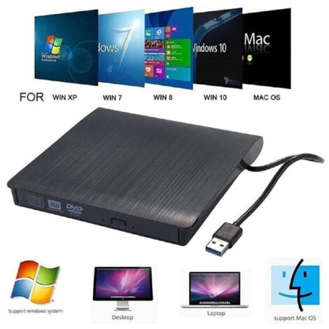 Trade Shop - Reproductor De Grabadora Dvd-rw Externo Para Computadora Portátil Usb 3.0 Portátil Q-t96 - (1/5)