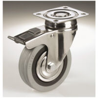 Trade Shop - Rueda Gris Con Placa Giratoria Y Freno Tbbp Cebora Diámetro 60 80 100 125 - -100 Mm -
