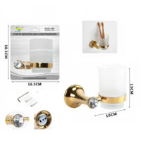 Trade Shop - Bicchiere Supporto Bagno Porta Spazzolino Denti Muro Casa Dorato Oro Dgo-101 -